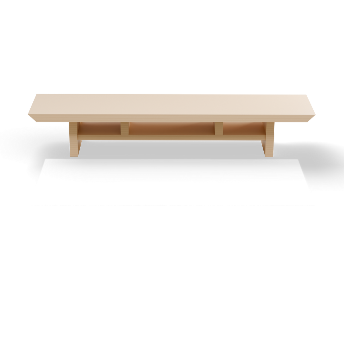 Cozy desk set layer: Large Zen Desk Shelf in maple behind the Medium mat