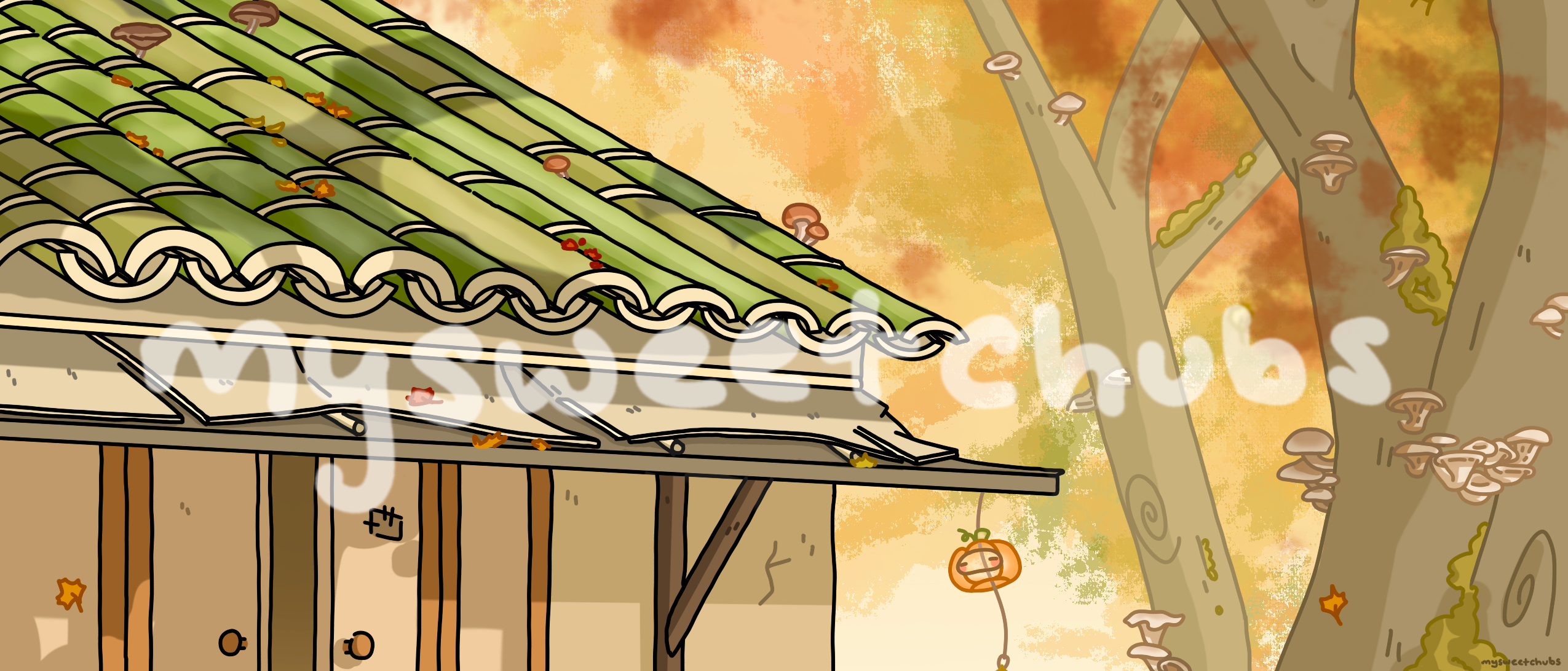 MySweetChubs Zen Flower Shop In Fall Digital Wallpaper