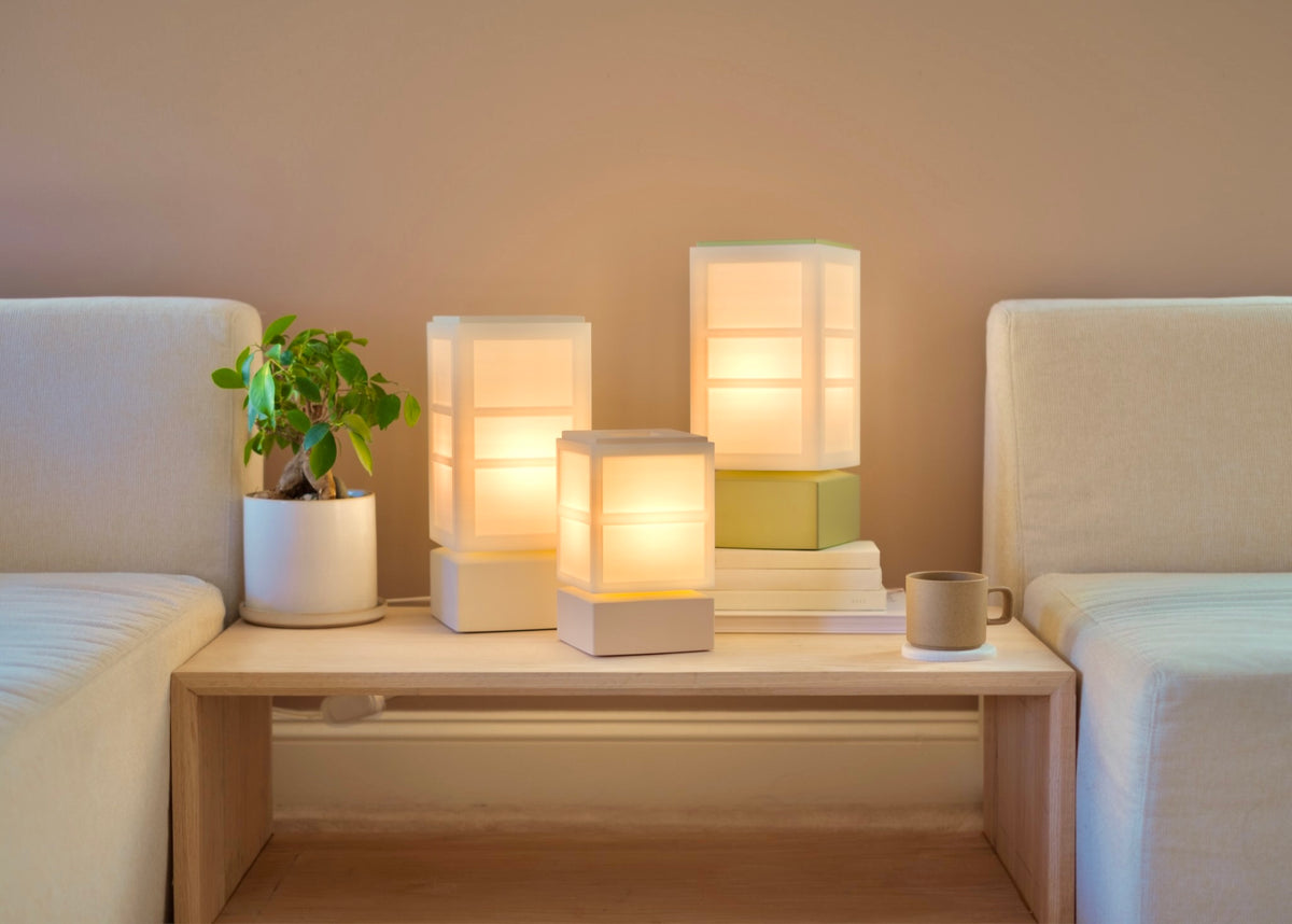 Zen Lights glowing on a wooden console