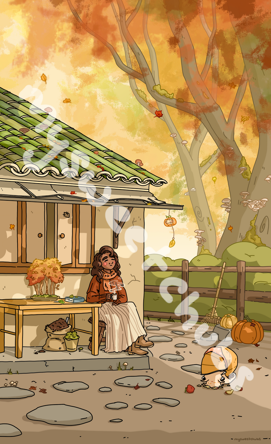 MySweetChubs Zen Flower Shop In Fall Digital Wallpaper, photo 5
