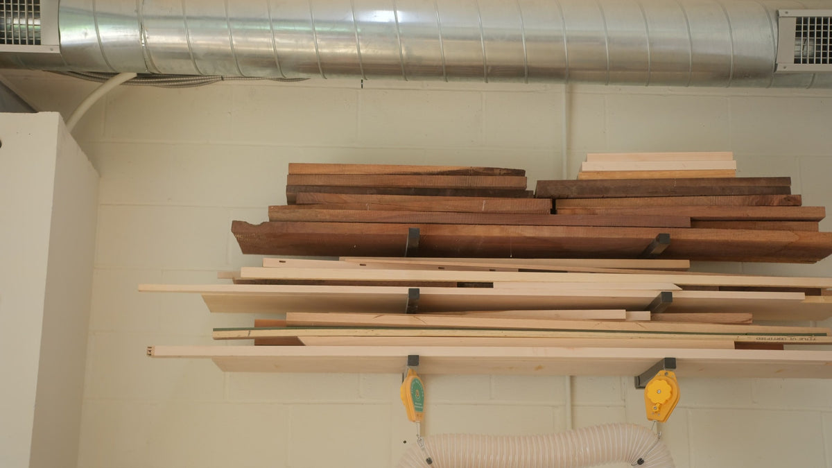 Walnut and maple on the lumber rack