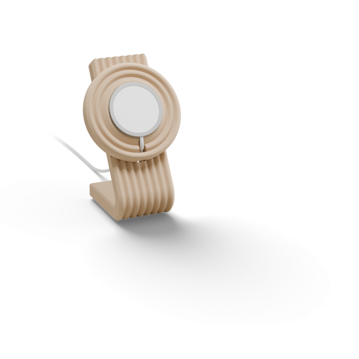 Charging pair layer: Caramel Zen MagSafe Charger Stand with its cable