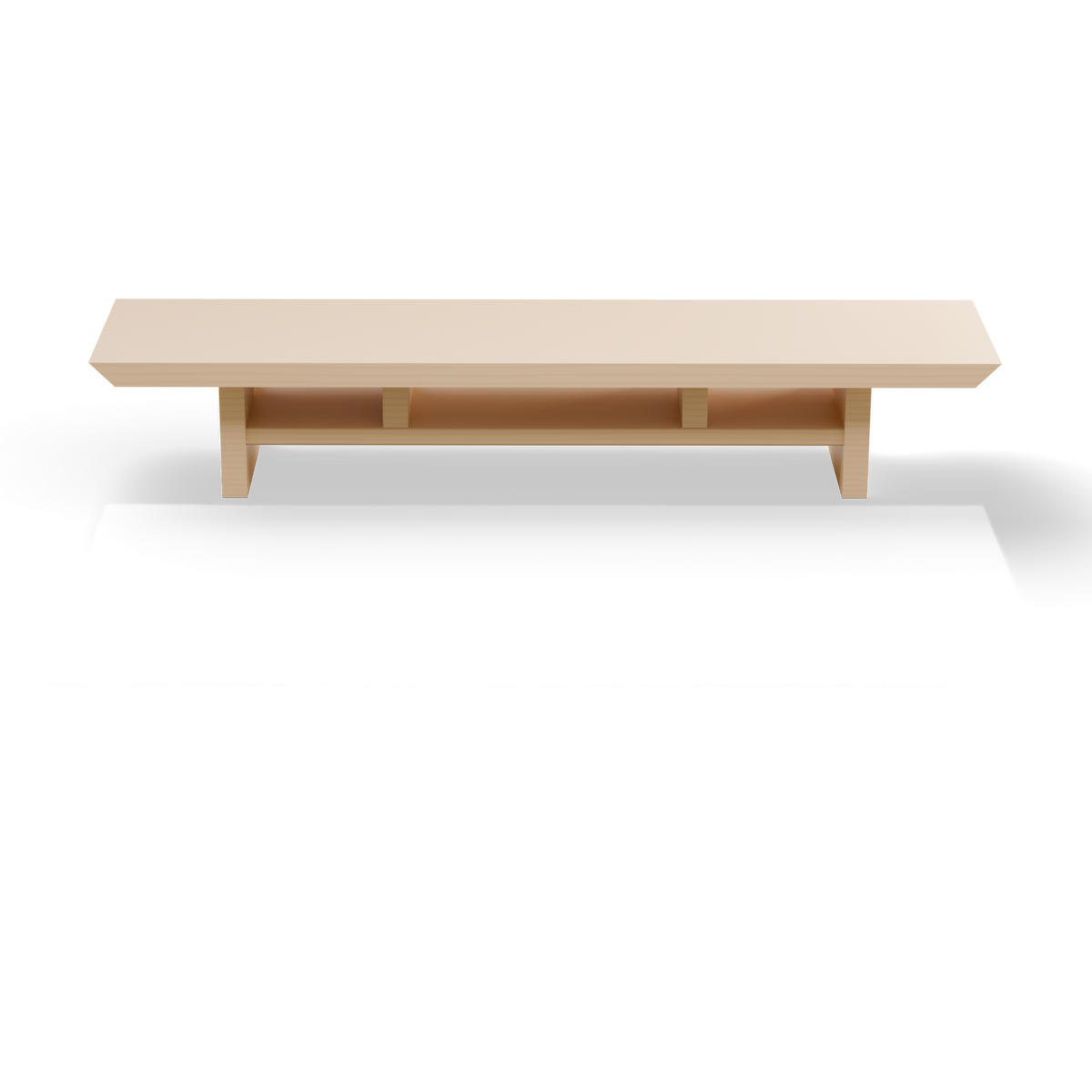 Cozy desk set layer: Large Zen Desk Shelf in maple behind the Large mat