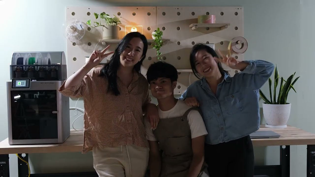The three of us in the finished basement workshop, 2023