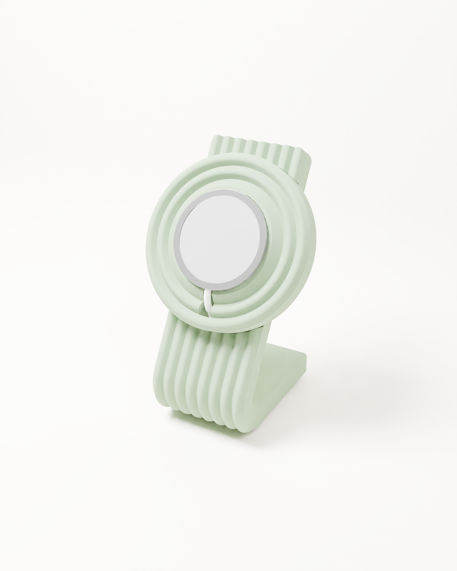 Zen MagSafe Charger Stand in Sage on a white background