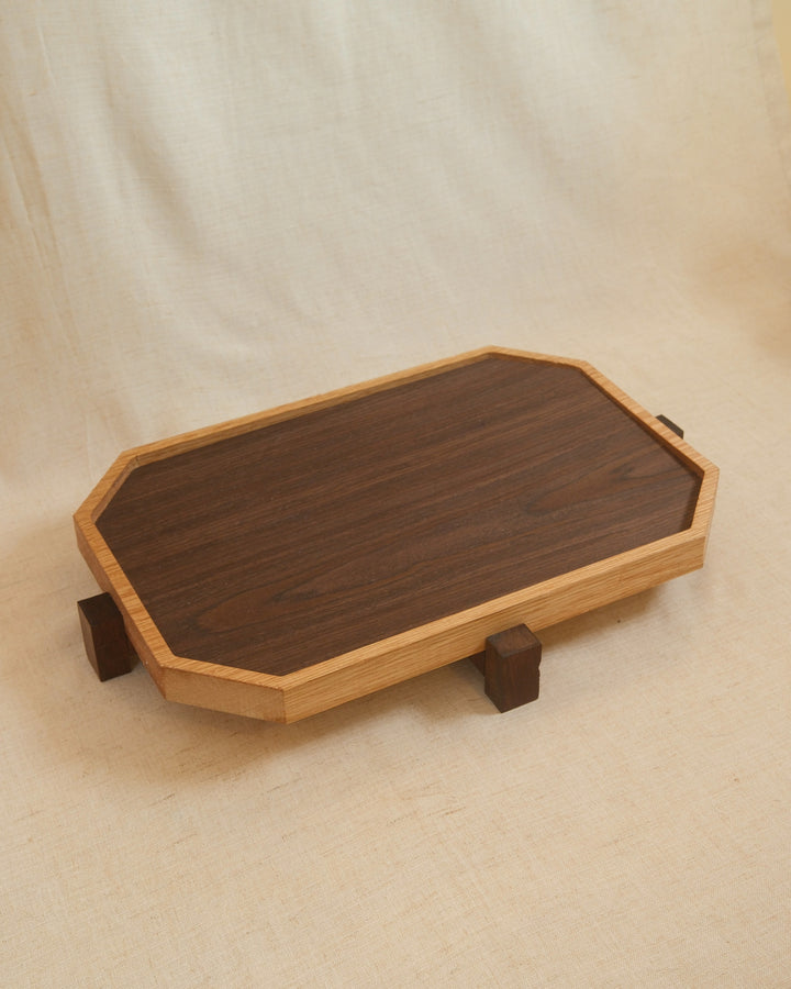Zen Tray in White Oak, Large: long white oak frame with a walnut interior