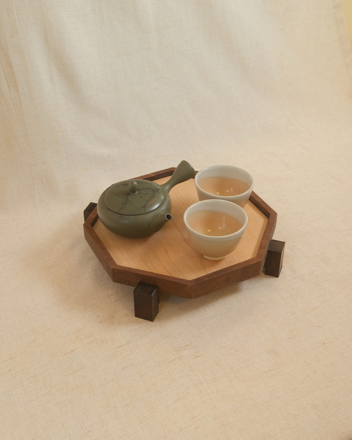 A matcha set on a Zen Tray on linen