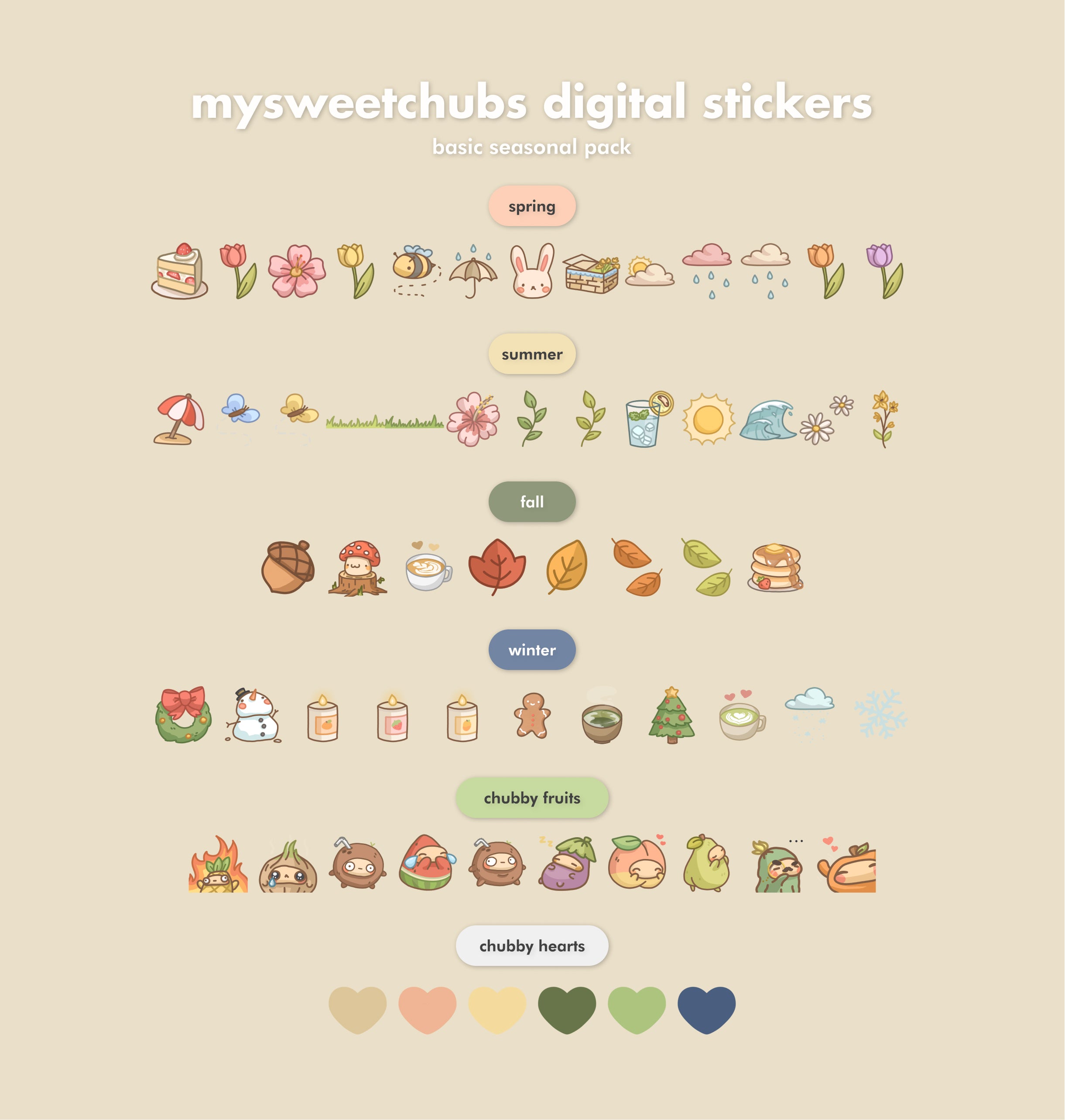 MySweetChubs Basic Seasonal Pack Digital Stickers – cozyleigh studios