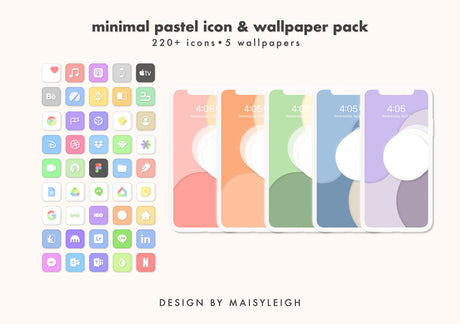 200+ App Icons & 5 Abstract Digital Wallpapers