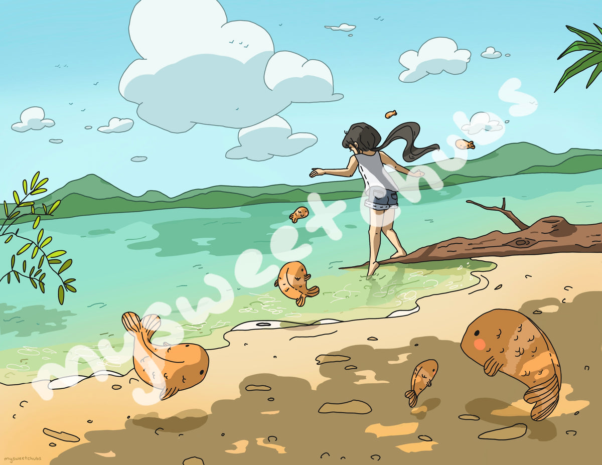 MySweetChubs Dip in the Lake Art Print, photo 4