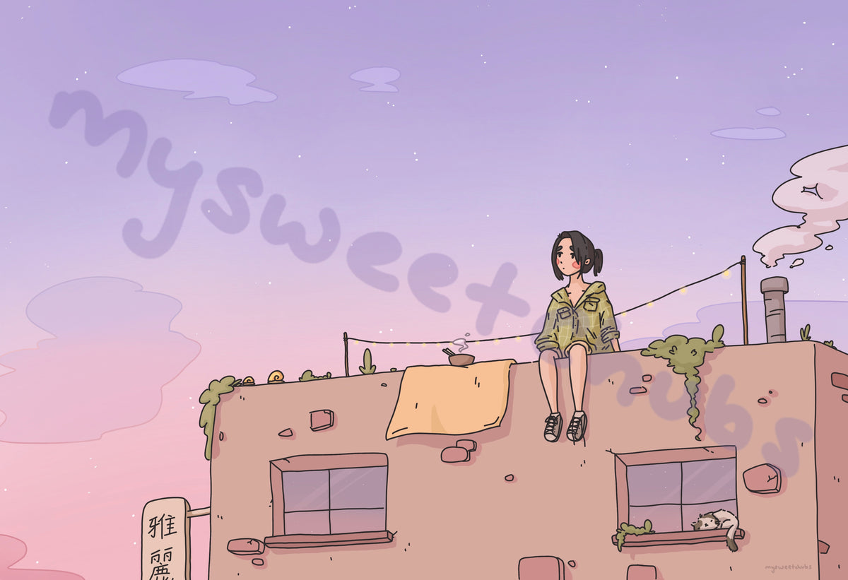MySweetChubs Rooftop Daydreaming Art Print