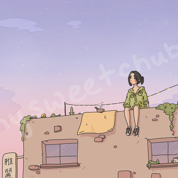 MySweetChubs Rooftop Daydreaming Digital Wallpaper