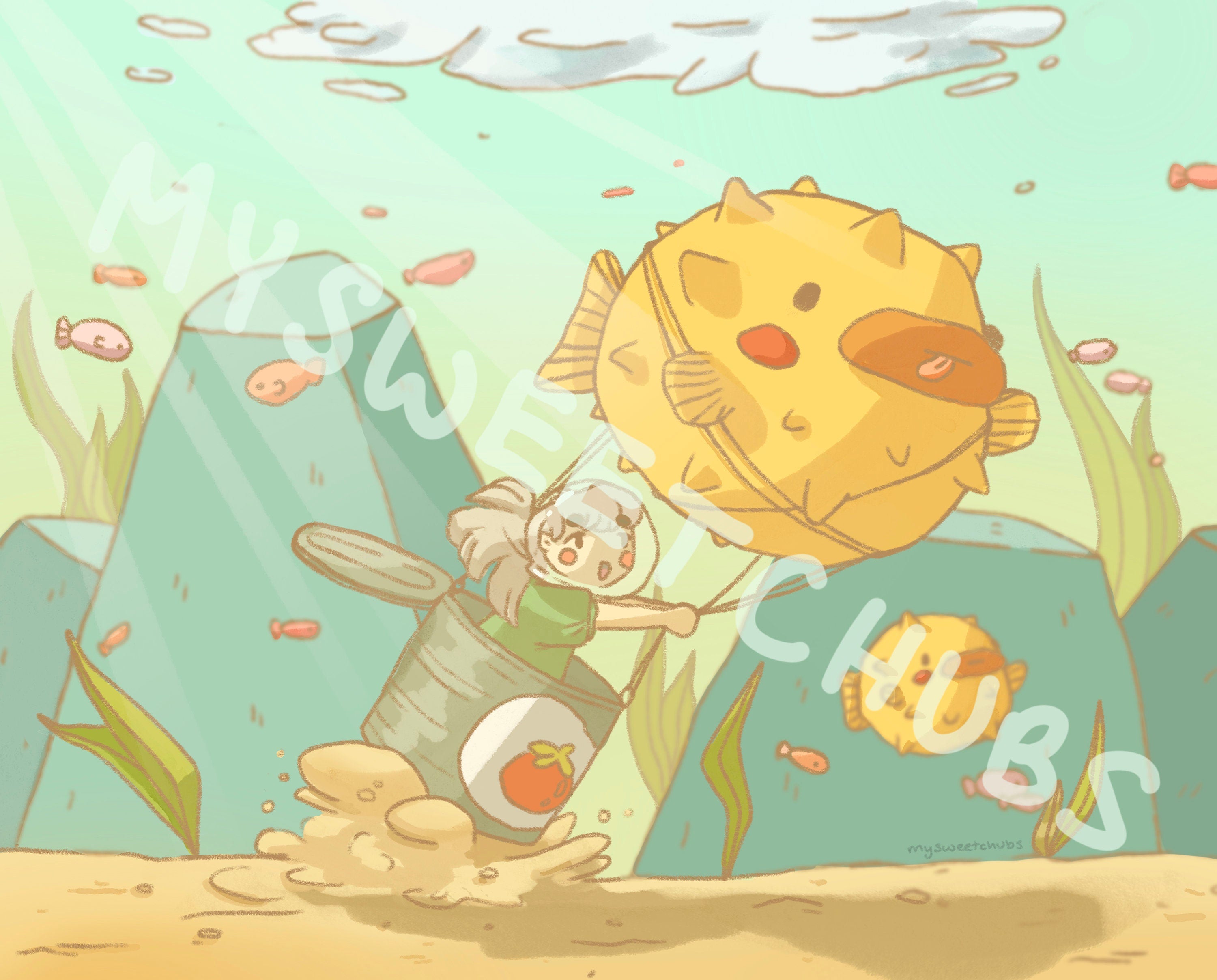 MySweetChubs Ellie and Puffsey Digital Wallpaper – Cozyleigh Studios