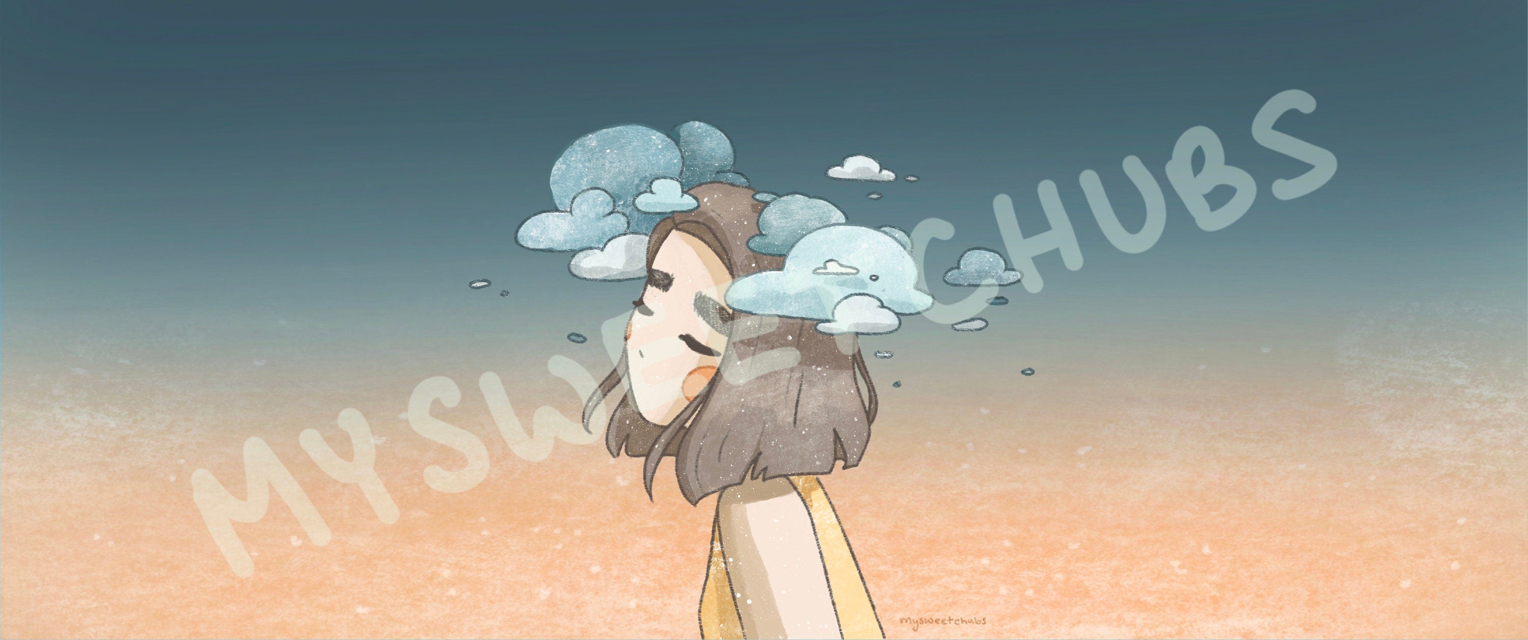 MySweetChubs Head in the Clouds Digital Wallpaper