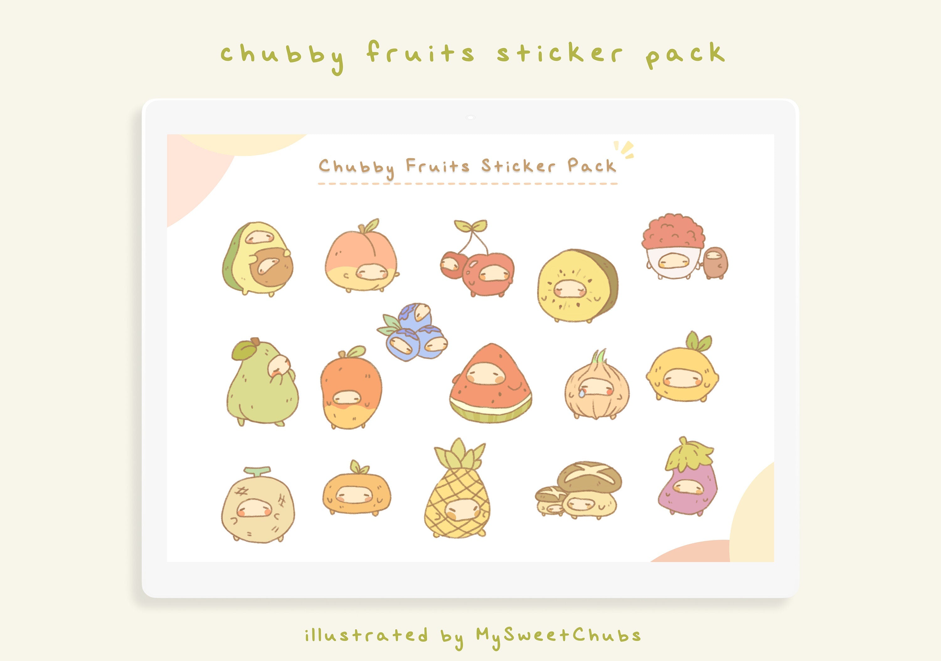 MySweetChubs Chubby Fruits Digital Sticker Pack