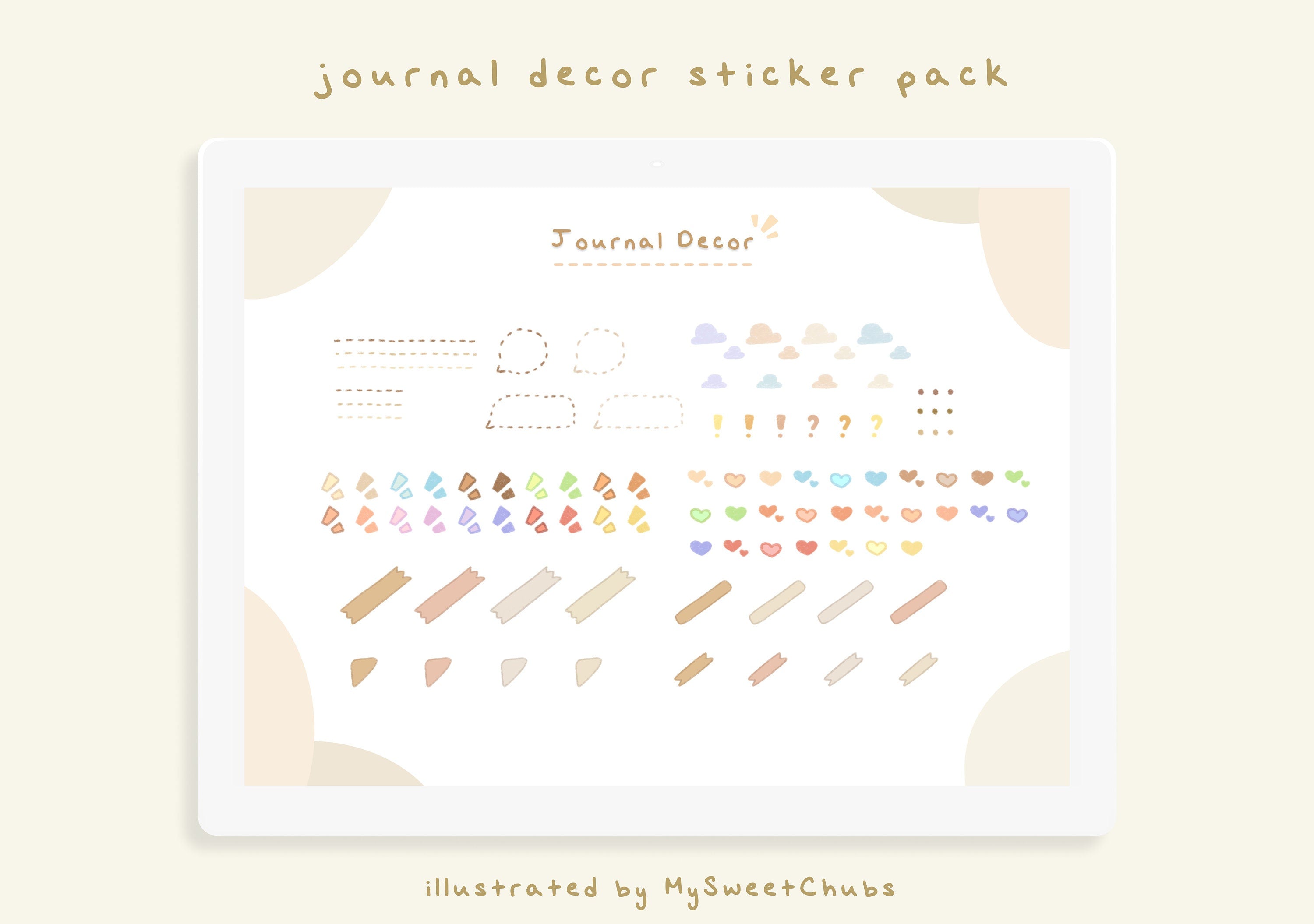 MySweetChubs Basic Journal Decor Digital Sticker Pack