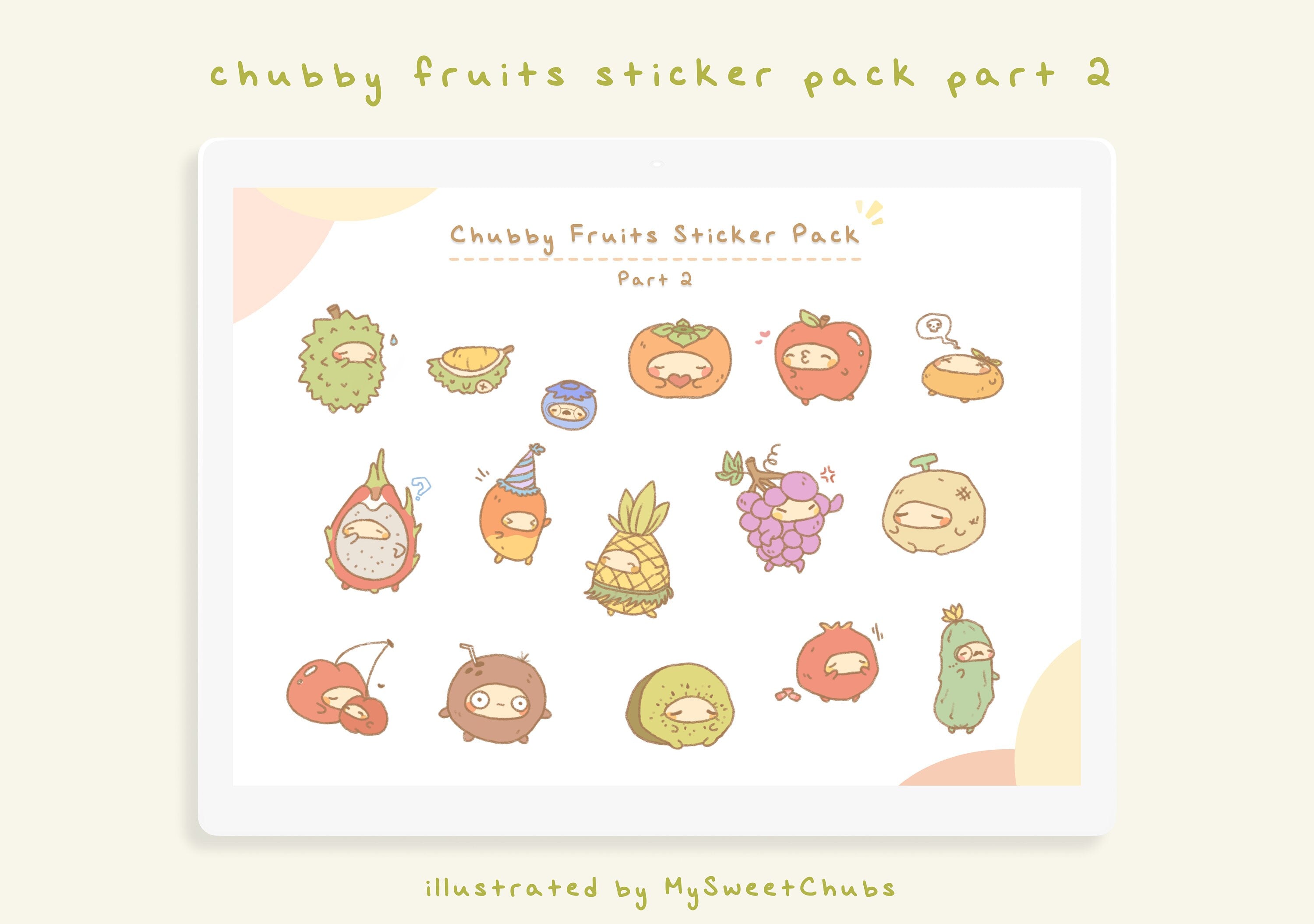 MySweetChubs Chubby Fruits (Part 2) Digital Sticker Pack