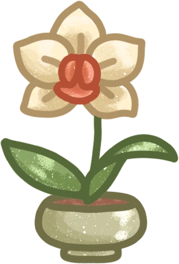 An orchid in a pot, drawn by Ash